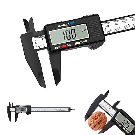 Digital Vernier Caliper 150mm / 6″ Calipers Measuring Tool - Electronic Micrometer with Large LCD Display, Inch/Metric Conversion, 24 cm Stainless Steel Ruler, DIY, Household, Jewelry & Woodworking