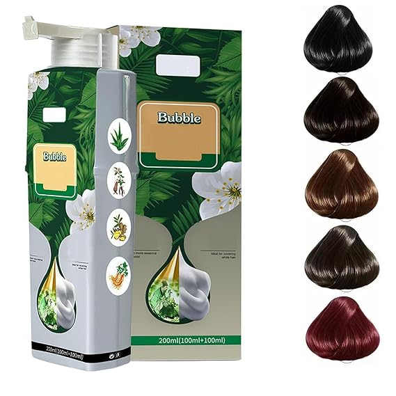 Plant Extract For Grey Hair Color Bubble Dye,Pure Natural Plant Extract Non Damage Hair Dye,Variety of Colors New Bubble Hair Dye Shampoo. (Dark Brown)