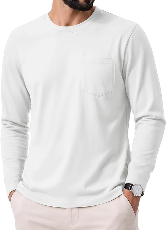 Cavva Men's Basic Long-Sleeved T-Shirt with Chest Pocket