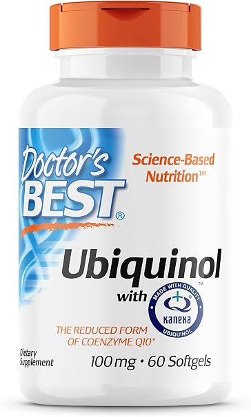 Doctor's Best Ubiquinol with Kaneka 60 Softgels 100 mg Ubiquinol per dose Gluten Free GMO Free Neutral in Taste