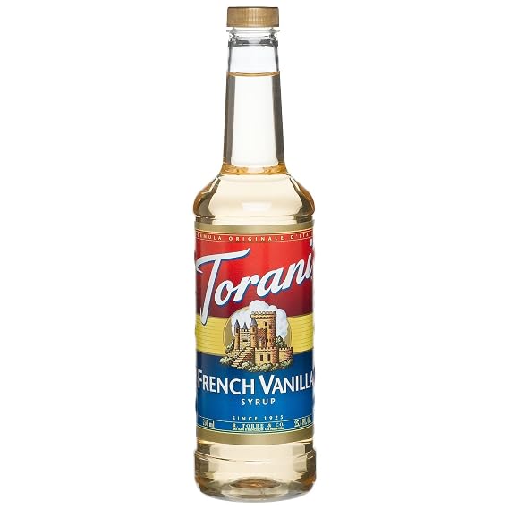 Torani Coffee Syrup,French Vanilla Flavored Syrup for Drinks, Pump Included, 25.4 Fl Oz