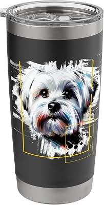 Maltese Cute Animal Motif Art Animal Maltese Stainless Steel Insulated Tumbler