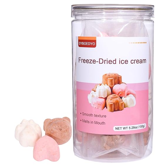 DYBOEDYO Freeze Dried Ice Cream 5.29oz/150g,Strawberry, Chocolate, and Original,Creamy & Crunchy Treat,Individually Wrapped,for Camping, Outdoor, and Party