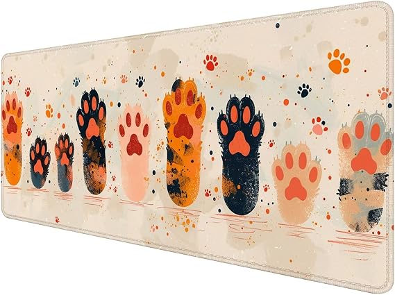 Mouse Pad Large 1000x500x3mm Gaming Mouse Pad Off White Mouse Pad Extra Large Gaming Mouse Pad Thick Non-Slip Mouse Pad Cat Oversized Large Large Keyboard Pad Rubber Bottom Desktop Protector for