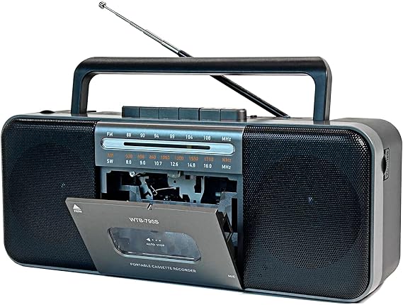 Portable Cassette Tape Player Recorder,AM/FM/SW Radio with Bluetooth,USB/SD, Big 10W Speaker,Record to Cassette/U Disk/SD Card via Mic, MP3 Converter, Earphone Jack,AC/DC Powered