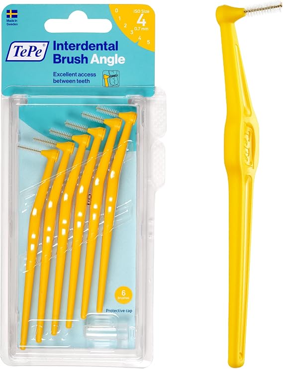 TePe Saplı Arayüz Fırçası, Sarı, 0,7 mm/ISO 4, 6 adet