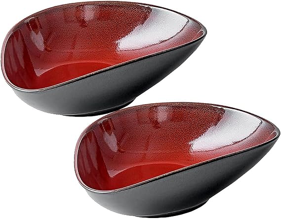 Ceramic Ramen Bowl Soup Bowl 2 * 700ml Noodle Bowl Ramen Bowls, Bowls Set Ramen Noodle Soup Noodles Ramen Asian Dishes Chinese Cooking Soup Salad Bowls Kitchenware(Red)