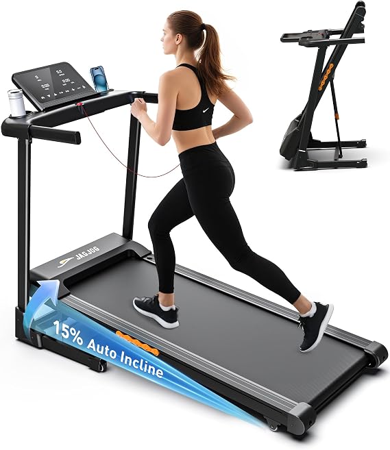 JAGJOG Treadmills with 15% Auto Incline,300 lbs Capacity