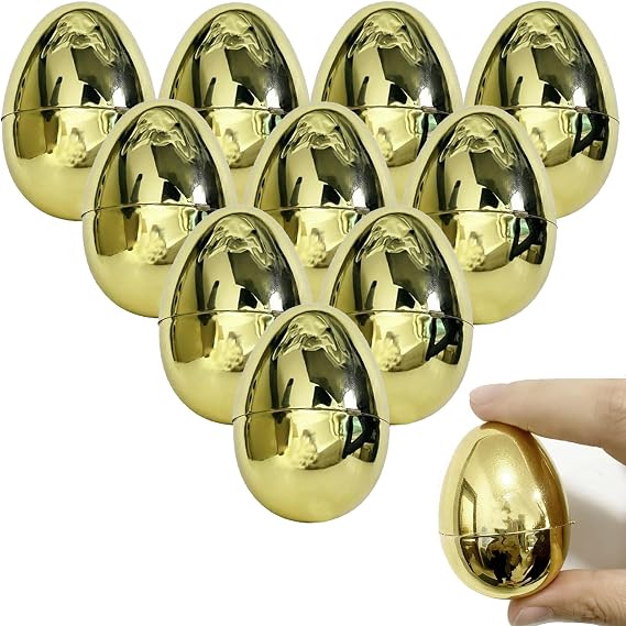 Golden Easter Eggs,36 Pack Plastic Easter Eggs Fillable Empty for Gift Baskets or Egg Hunt-2.3"