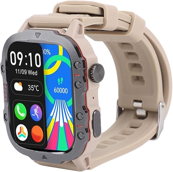 Smart Watch, 1.96" HD Smartwatch for Men Women, Fitness Running Watch with High Fidelity Speaker, 100+ Sport Modes, Answer/Make Call, 30m Water Proof (Beige)