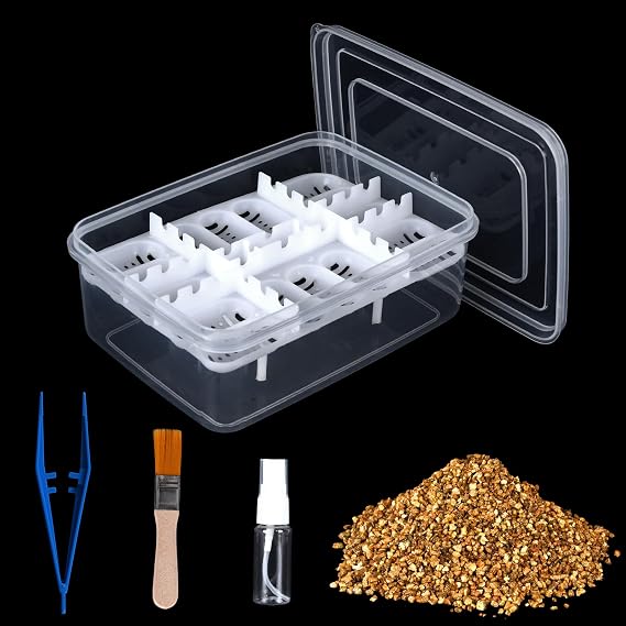16 Grids Reptile Egg Incubator Box Turtle Lizard Gecko Snake Hatching Container Complete Kit with Tweezers Clip Vermiculite Spray Bottle