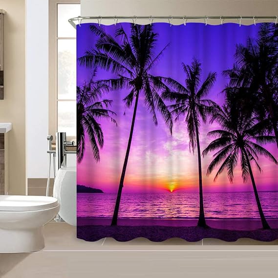 Purple Sunset Beach Shower Curtain