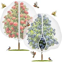 Large Fruit Tree Netting 2 Pack 300x300cm with Zipper & Drawstring, Fine Mesh Tree Netting for Bird Protection, Netting for Fruit Trees, Cherry & Blueberry Bush Covers, Garden Insect Barrier