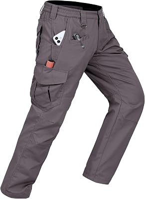Mens Work Pants Cargo Tactical Construction for Men Ripstop Water Repellent Lightweight Outdoor Hiking with Pockets