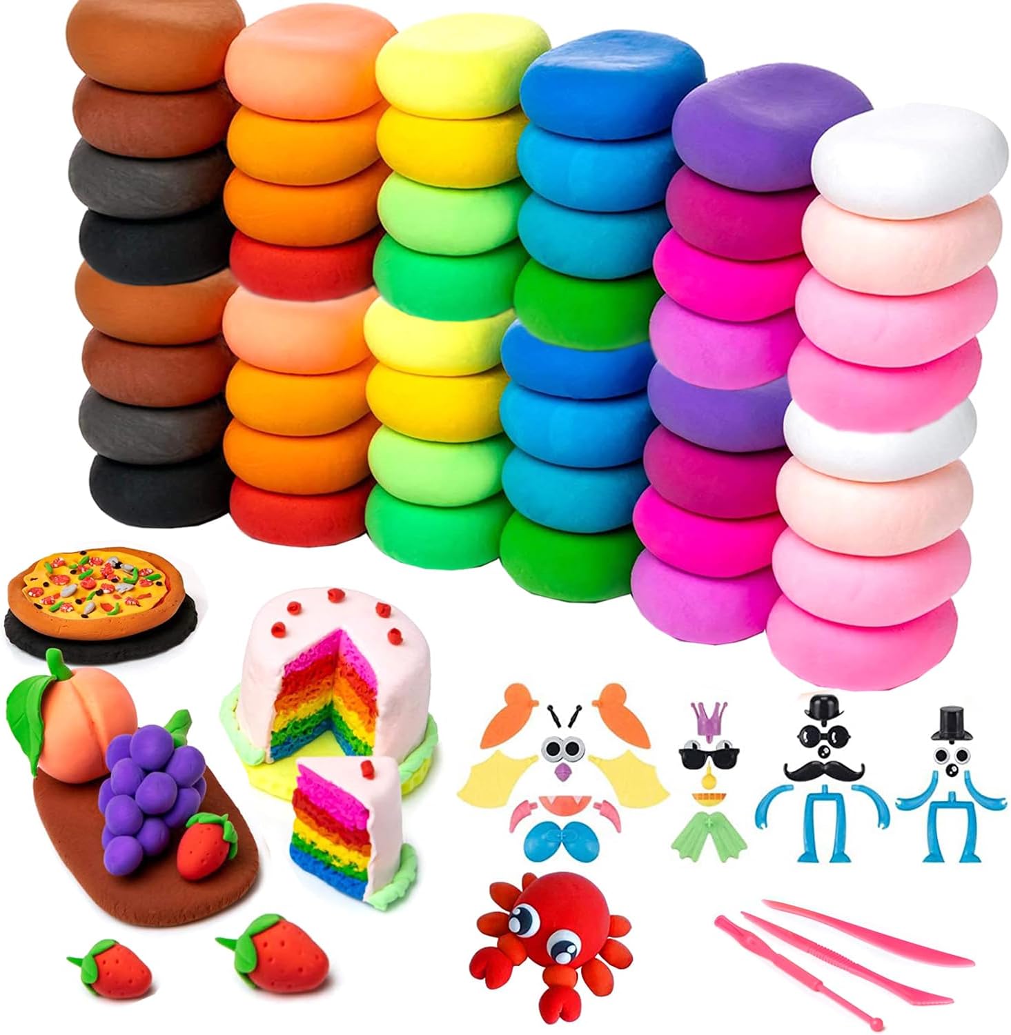 Ultra Lightweight Nood 48-Color Nood Set DIY Toy  with Handmade Tools for Boys and Girls Birthday Gift Natural Drying Ultra Lightweight Nood Clay Play Suitable for Ages 6 and Up