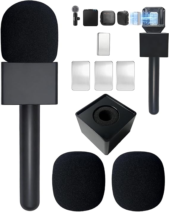 Microphone Holder for DJI Mic Mini/2/3, Universal Mic Mini Accessories for RDE and All Wireless Mini Microphone, Magnetic Microphone Handle for Vlog, TIK Tok, Interview, Reports, Podcast