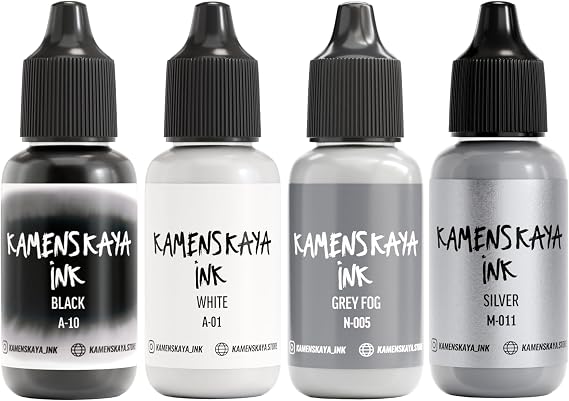 Kamenskaya Alcohol Ink Set #14: Matched Color Combination of Alcohol Inks, 4 pcs. 0.51 fl oz (15 ml) Each