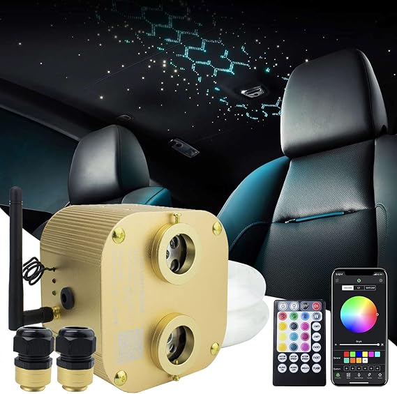 20W Twinkle Fiber Optic Star Ceiling Kit Light,RGBW LED Engine Driver with APP Bluetooth Control RF 28 Key Remote Control + Fibers(830PCS*0.03in*13.1ft)