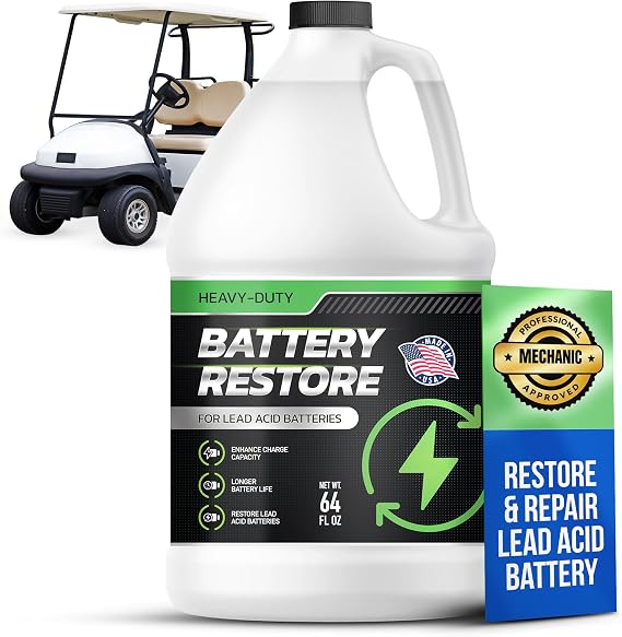Battery Restorer and Desulfator for Lead Acid - Prolong Life & Boost Charge Capacity, Battery Acid Refill and Additive for Golf Cart, RVs, Bikes, ATVs, Car 64oz