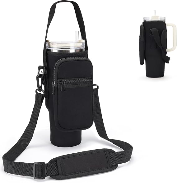 GOEWY Water Bottle Carrier Bag for Stanley Cup 40/30oz with Phone Pockets