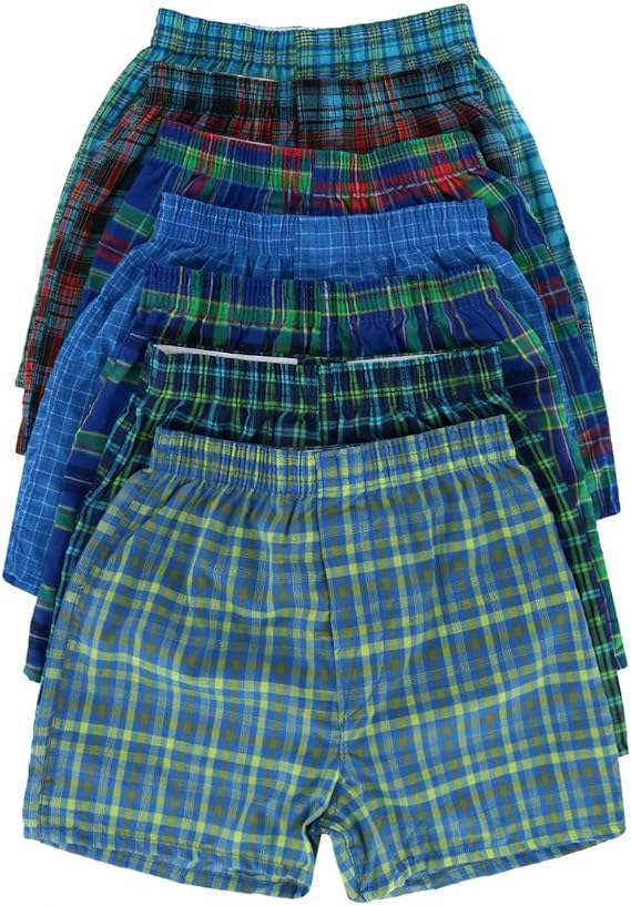 Fruit of the Loom Boy's Tartan Plaid Boxers Assorted (7 Pack), Small
