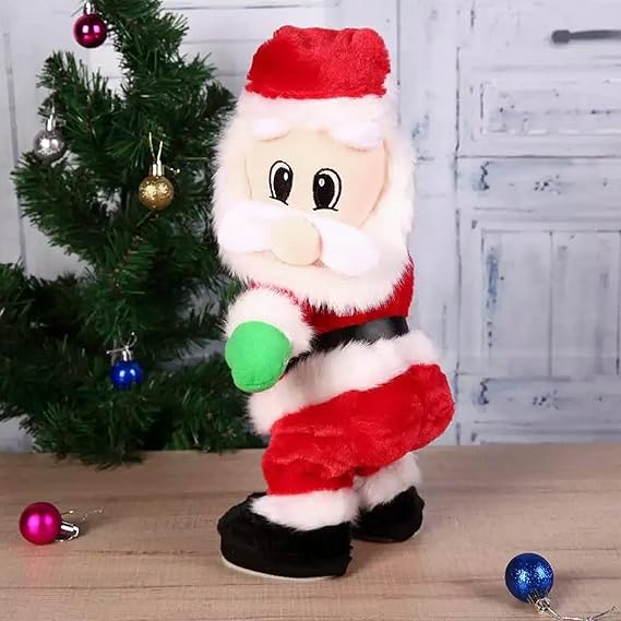RUIXIA Christmas Electric Singing Santa Claus Dolls Moving Musical Plush Toys Twerking Santa Tabletop Ornaments Dancing Figure Xmas Birthday Gifts Home Decorations