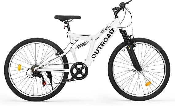 Mountain Bike for Adult Men Women, 26 Inch 7 Speed Mountian Bicycle with Dual Full Suspension, Dual V Brake MTB Bicycle, Multiple Colors(White)