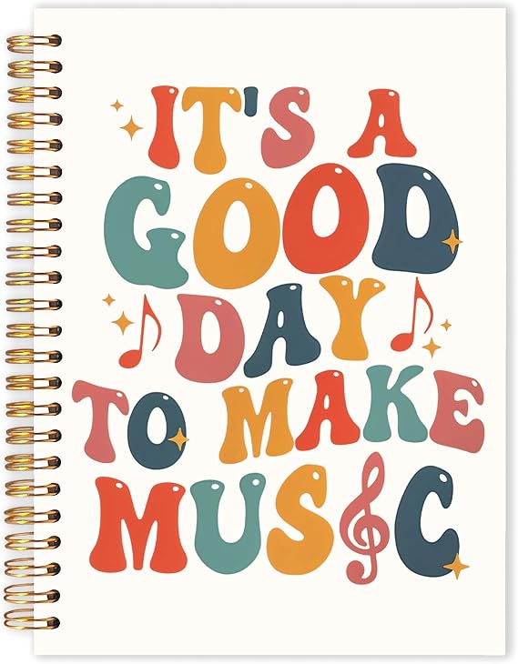 Groovy Music Teacher Spiral Notebook 5.5x8.3, Musician Gifts Journal for Writing, It's a Good Day to Make Music Notebook Journal for Note Taking, Musical Office School Supplies