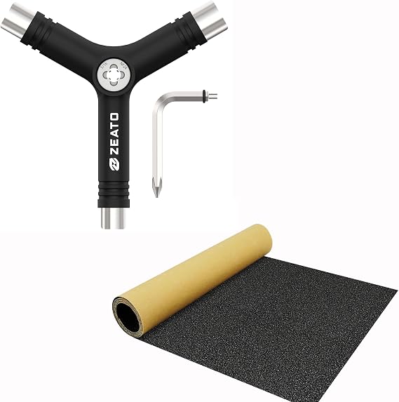 Multi-Function Skatboard Y Tool and Grip Tape Sandpaper Sheet