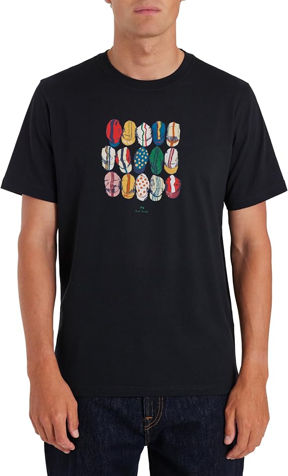 Paul Smith Men's Ps Men's 'Cycling Caps' Cotton T-Shirt