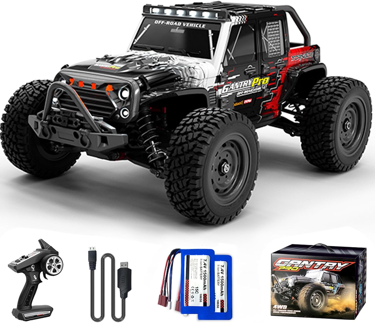 Q117C 1:16 Brushless RC Car, 43.5 mph 70 kmh for Adults, Off-Road, High-Speed Car, Sports Car, 4WD, 2.4 GHz, 3 Speed Adjustment, Metal Fittings, Remote Control, Electric Car, Toy, 2