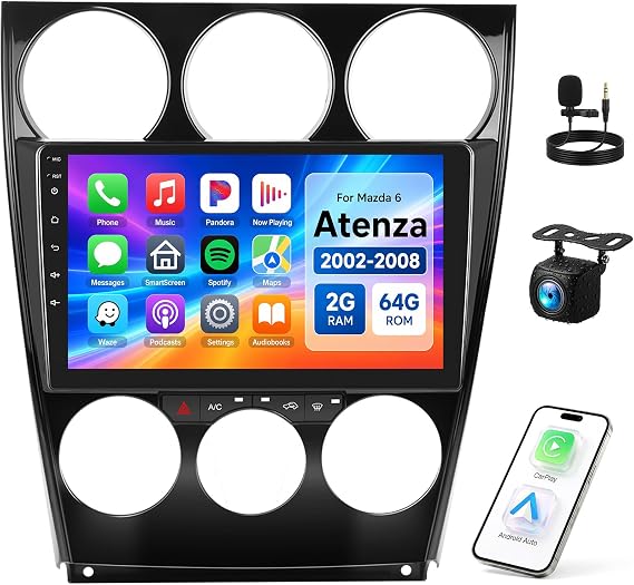 [2+64G] Android 15 Car Stereo Radio for Mazda 6 Atenza 2002-2008