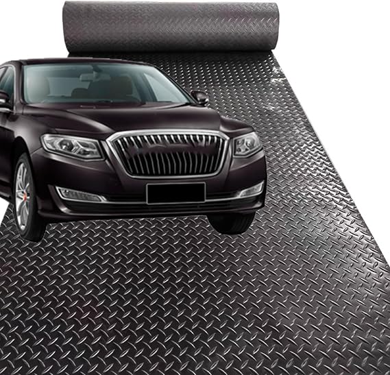 80x140cm/2.6x4.6 FT Garage Floor Mat, Vinyl Garage Flooring Roll Diamond Tread,Waterproof Non-Slip Rubber Flooring Rolls Kitchen/Gym Floor, Extra Large 1/8" Thick Rubber Floor,Black