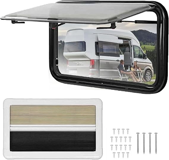 RV Window Replacement, RV Exit Window, RV Caravan Camper Van Hinged Push Out Window, External Push Out Window Vent Hatch for RV Window Replacement,400x300mm