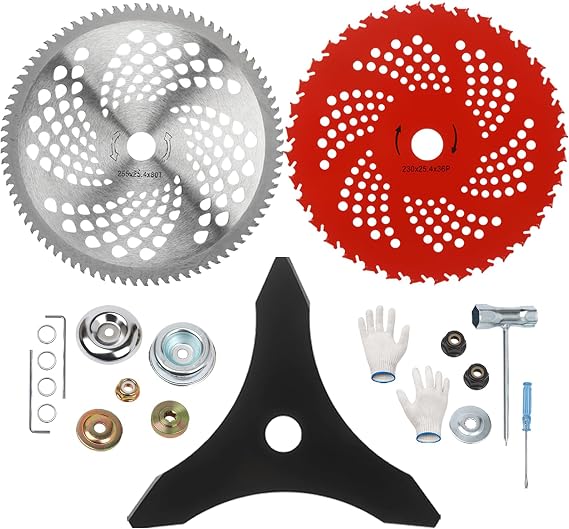 Steel Trimmer Head,10" x 3 Teeth Carbon Steel Brush Cutter Blades,10" x 80T Carbide Tip Brush Cutter Trimmer Blades & 9" x 36 Teeth Carbide Tipped Blades,Weed Lawn Trimmer Tools,Weedeater Heads