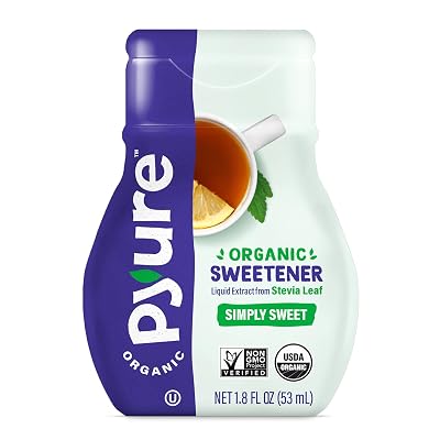 Pyure Organic Liquid Stevia Extract Sweetener, Simply Sweet, Sugar Substitute, 200 Servingsper Container, 1.8 Fl. Oz. Pack of 6