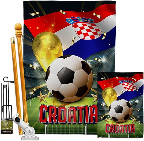 World Cup Croatia Banner Wall Art Flag Poles for Outside House Stand Outdoor Decorations Garden Tapestry Yard Signs FIFA Team Qatar Trophy Soccer Game Football Gifts Made in USA