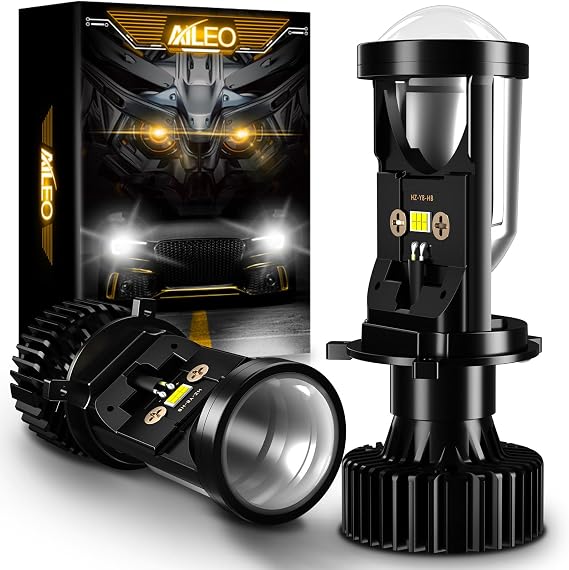 H4 LED Mini Projector Lens Built-in LED Bulb, Ultra-Bright 20,000LM, Right-Hand Drive Vehicle Compliant, Error Canceller, 6000K, Set of 2