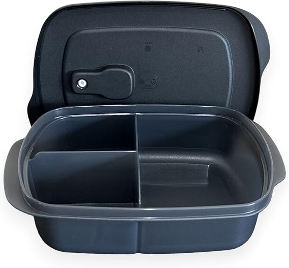 Tupperware CrystalWave Microwave Divided Rectangle Dish Container Black