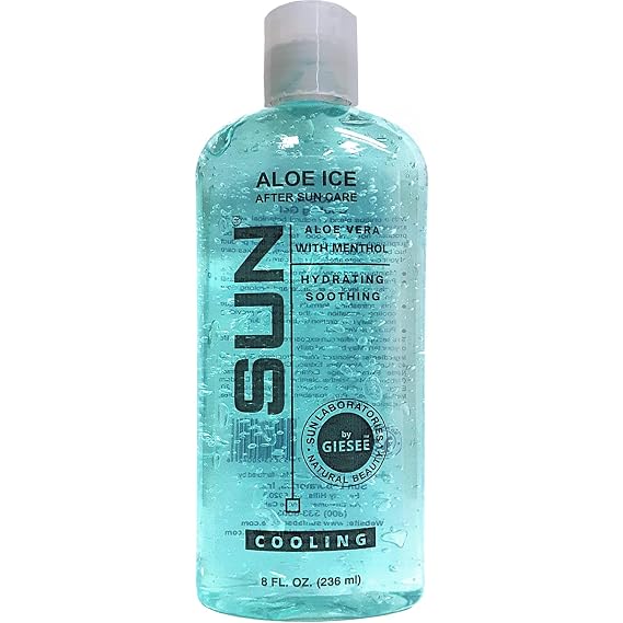 Sun Laboratories by Giesee Aloe Vera Ice Gel - Pure Organic Aloe Vera Gel, After Sun Lotion with Aloe for Sunburn Relief, Natural Aloe Vera Gel for Sunburn Recovery, Soothing Aloe Vera