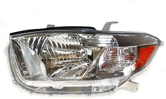 Front Halogen Headlights Assembly Left Side for 2008-2010 Toyota Highlander Halogen Headlight Models Only w/o LED DRL Driver Head Lights Direct Replacement Headlamps Assy Set