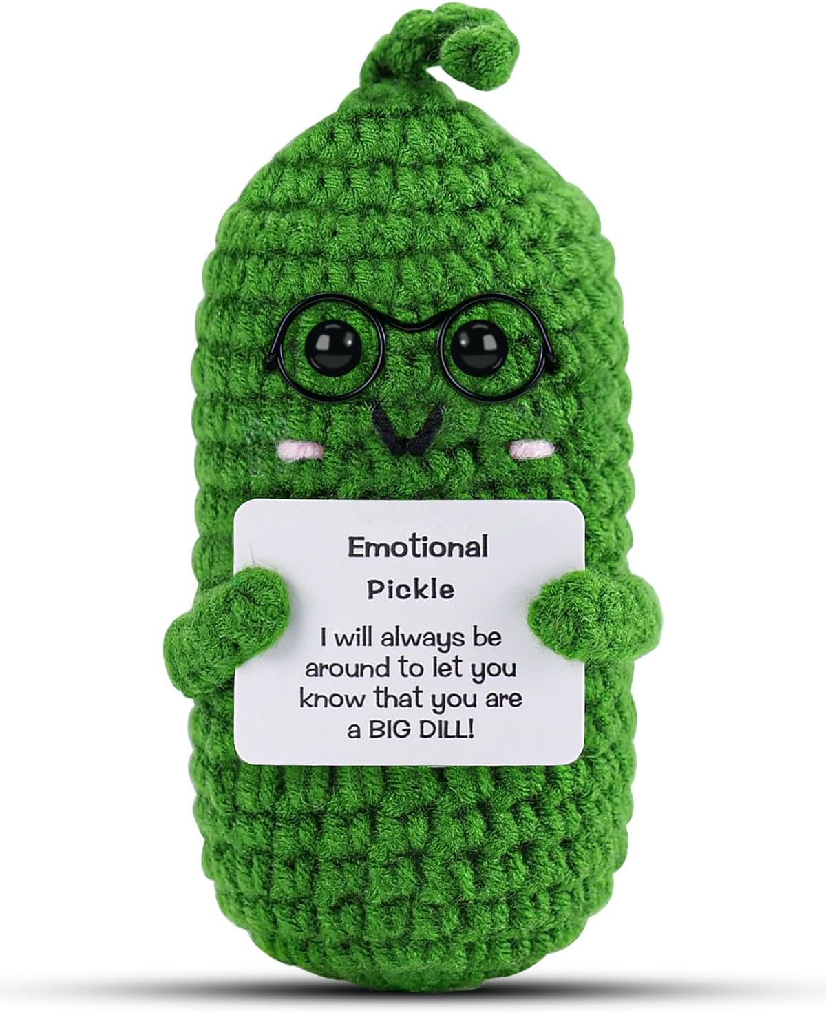 Hoedia Crochet Pickle Dolls Friend Birthday Valentines Gifts for Her Women Wife Girlfriend Sister from Husband Men, Cute Funny Gifts for Coworkers Student Teacher Roommates Pickle with Glasses