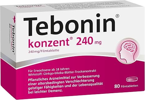 240 mg Tablets Pack of 80 With increasingly difficult concentration and memory tasks supports mental performance well tolerated