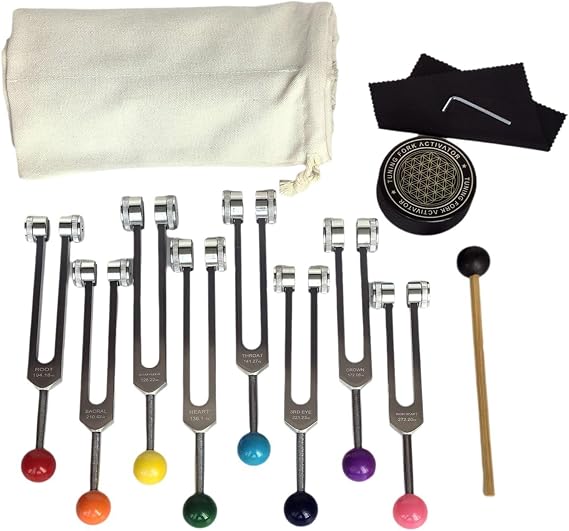 Chakra Tuning Fork Set for Healing, Tuning Fork Therapy, Tuning Forks Neurology with Activator, Tuning Fork Medical for Yoga, Meditation, Sound Therapy, Less Stress and Relaxation