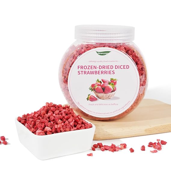 Freeze Dried Strawberries Pieces 8 Oz - Natural Sweet Frozen Strawberrys, No Additives, No Sugar, Dry Strawberry Fruit Flakes for Baking, Oatmeal, Cooking