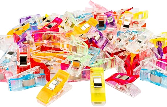 Multipurpose Sewing Clips, 100 Pcs Premium Plastic Fabric Clips Supplies, Perfect Alternative Sewing and Quilting Pins, Fit Any Chip, Bag Binding for Food, Assorted Colors
