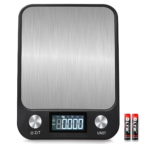 Food Kitchen Scale, 10kg 22lb Digital Scale Waterproof Grams and Ounces for Weight Loss, Baking, Cooking