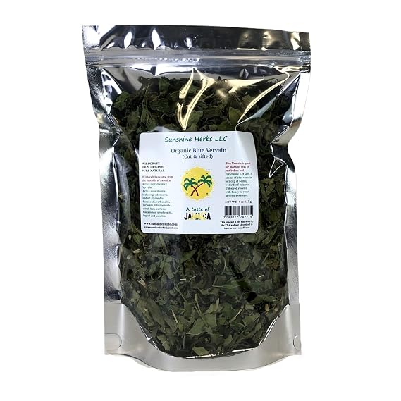 Sunshine Herbs LLC Jamaican Blue Vervain, Organic herb, Wildcraft harvested, Toxic free, 4 Ounces