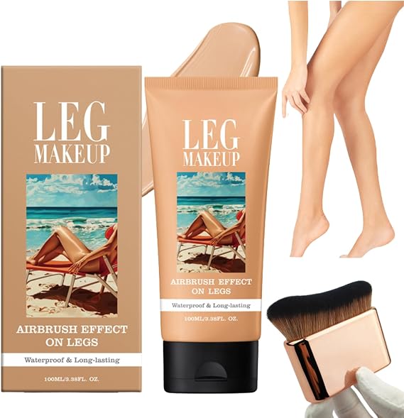 Leg Makeup Full Coverage Waterproof No Transfer Leg Makeup To Cover Veins Concealer For Mature Skin Smooth Tone Body Mak eup Long Lasting Leg And Body Scar Cover Up (#02) (#02 Brush, One Size)