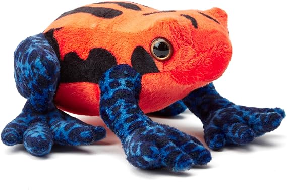 Zappi Co 100% Recycled Plush Poison Dart Frog Orange/Blue Toy (15cm Length) Stuffed Soft Cuddly Eco Friendly Animals Collection for Newborns – Lifelike & Realistic